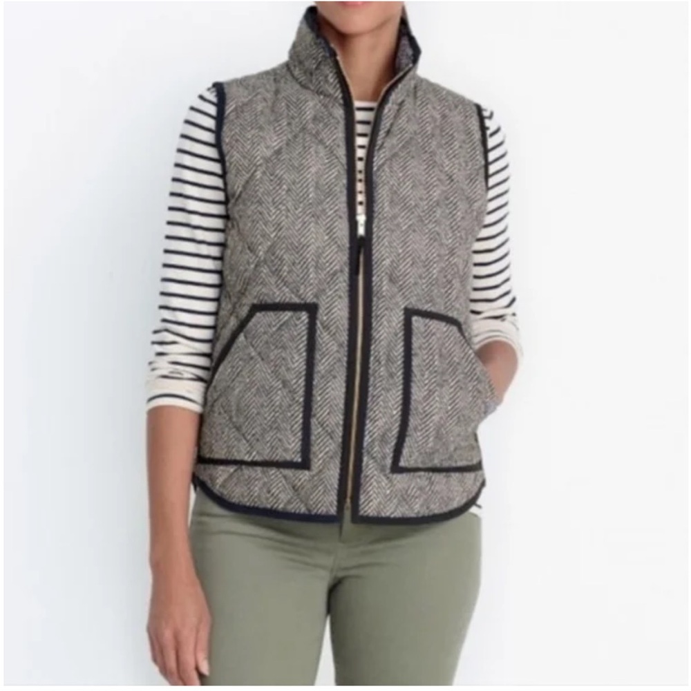J. Crew Excursion Quilted Puffer Herringbone Down Vest